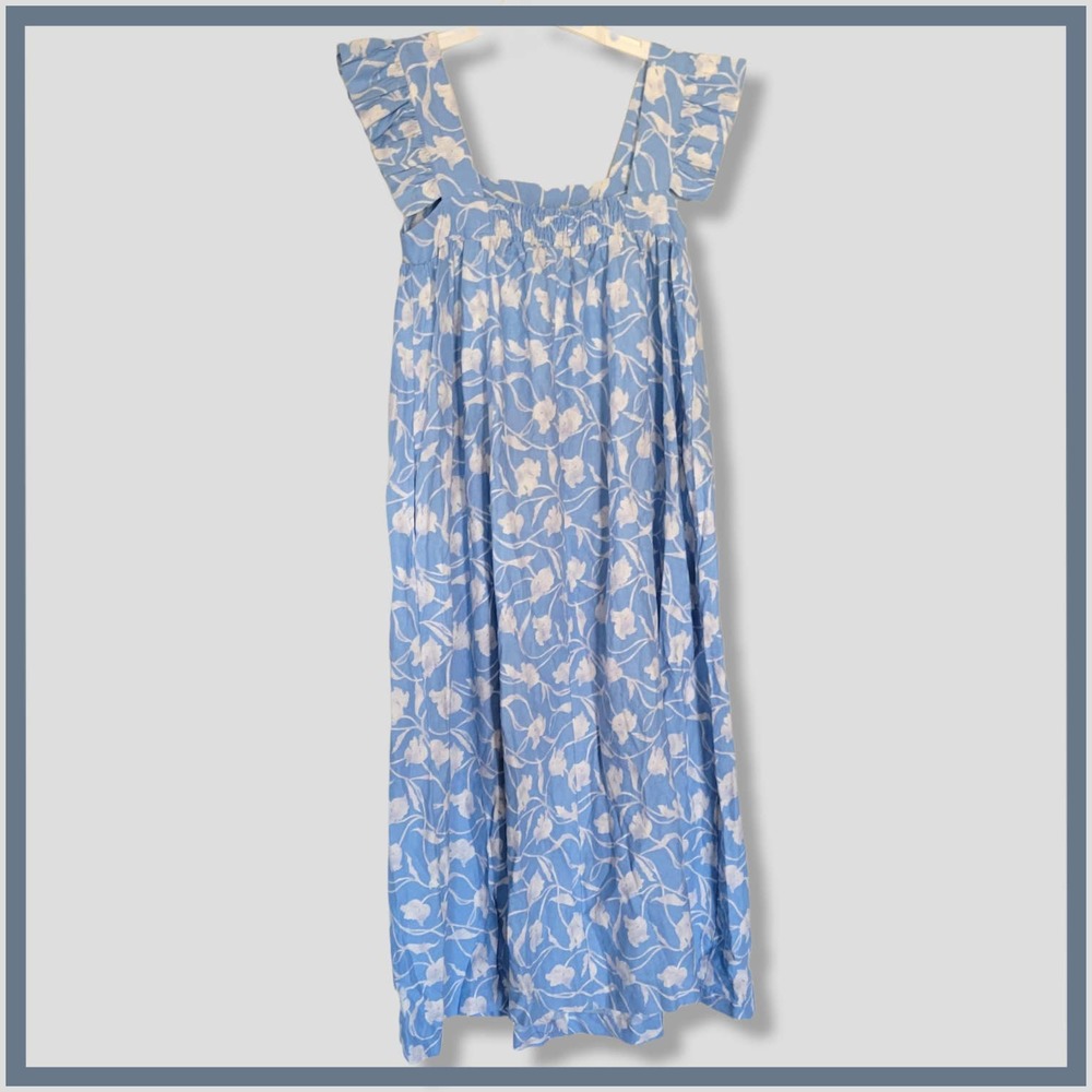 A New Day  - Women's blue floral Ruffle sleeve dress - small